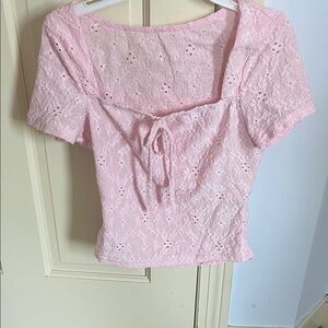 SHEIN Light Pink Lace Blouse